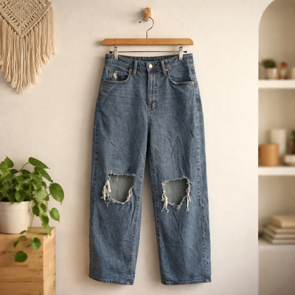 0096 DISTRESSED GRUNGE Levi Jeans Regular Fit 505 Size 33 30 - Picture 2 of 11